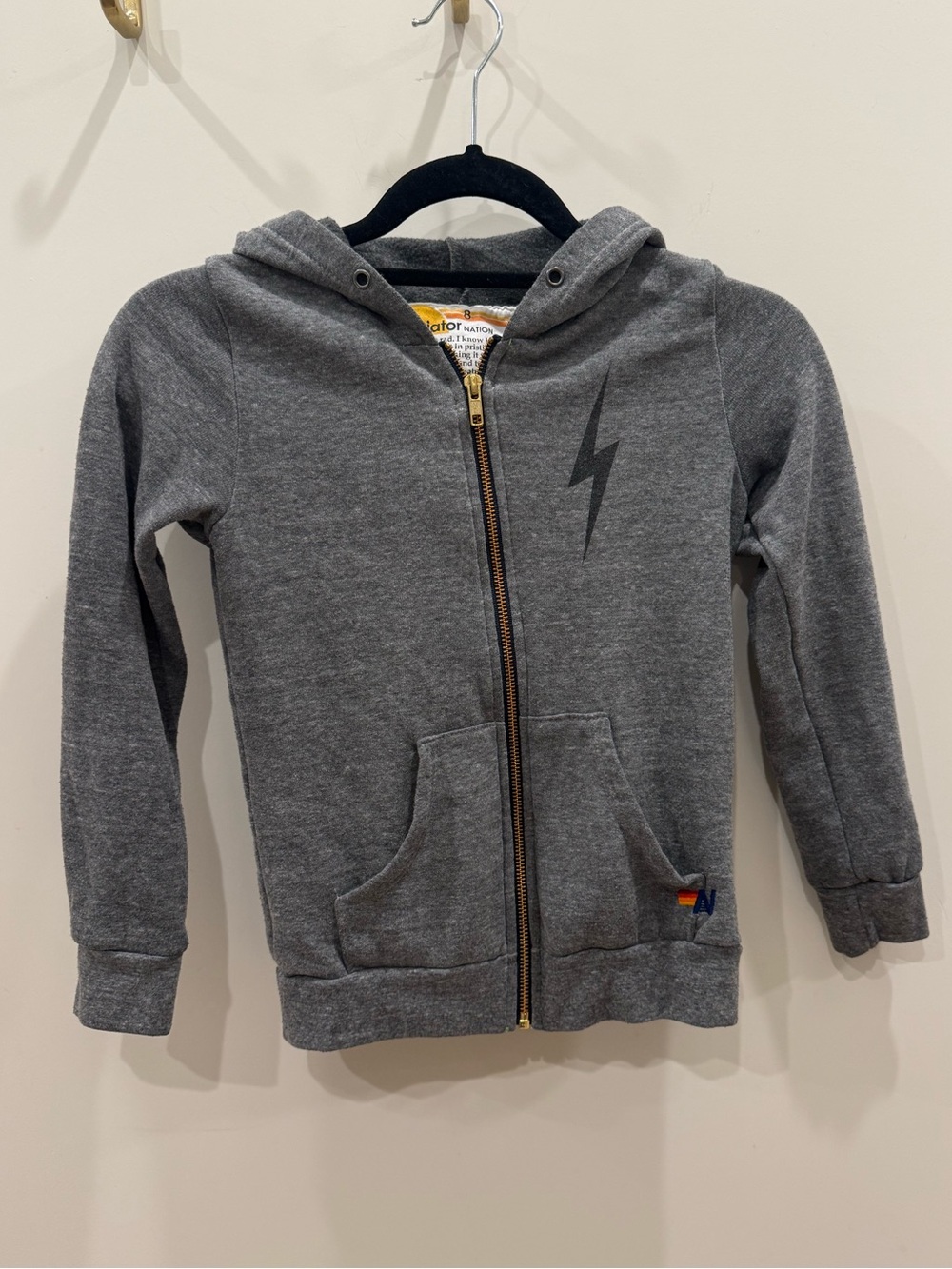 Aviator Nation Kids Heather Gray Lightning Zip Hoodie